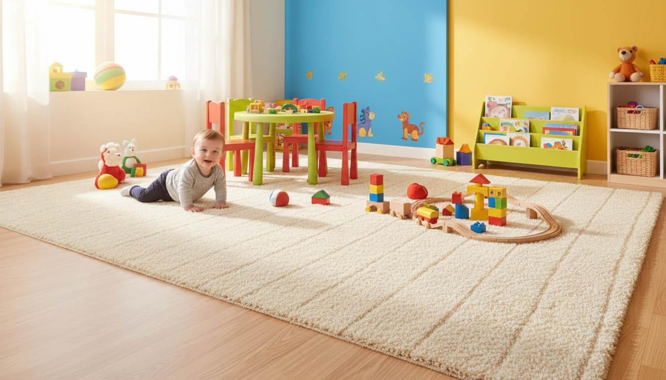 Clean playroom carpet in a Verner family home after professional truck-mounted carpet extraction service