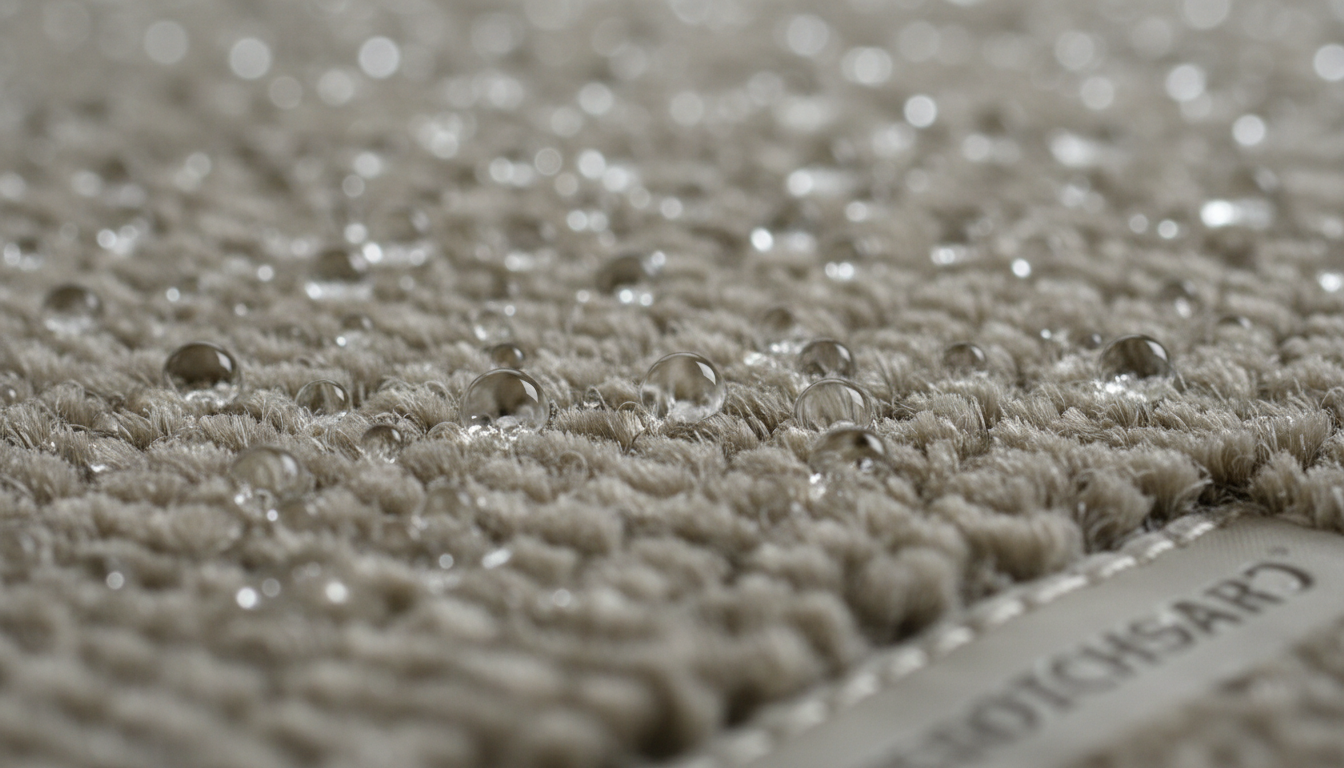 Liquid beading on protected carpet fibres showing how carpet protection works in North Bay