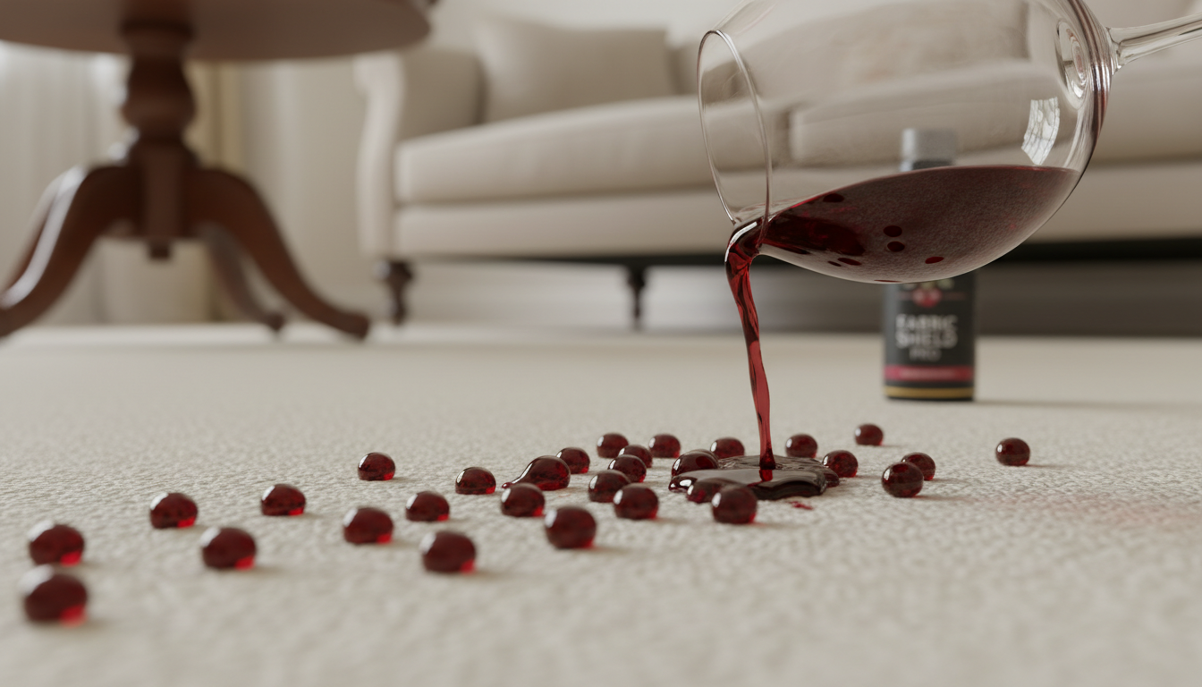 Spill being easily cleaned from protected carpet in a North Bay home