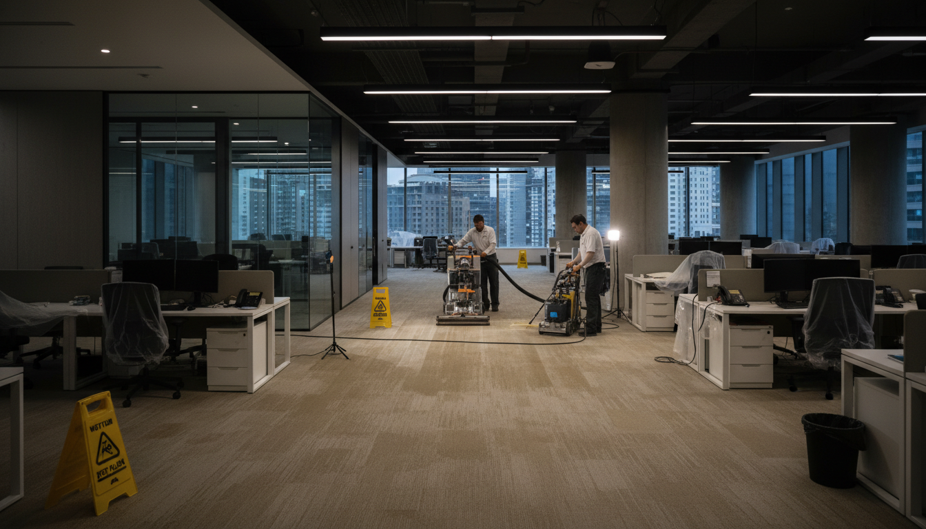 Professional commercial carpet cleaning in a North Bay office building